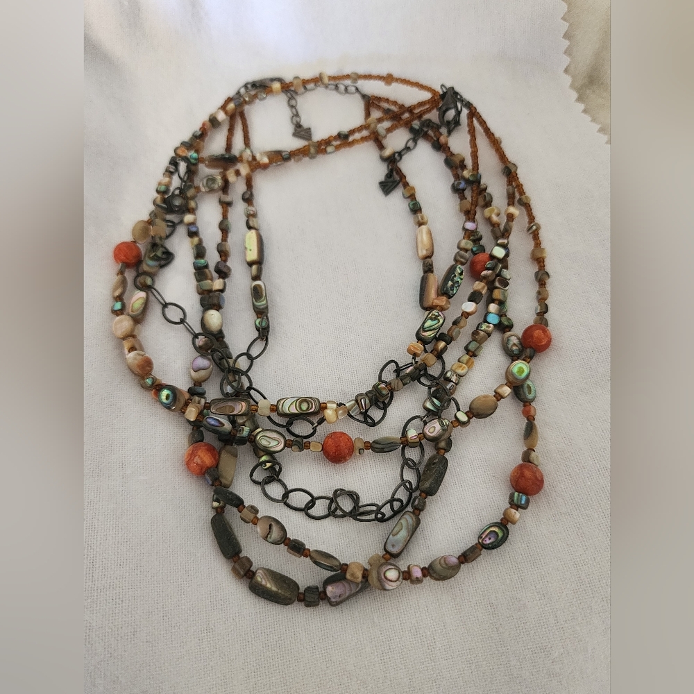 2 Silpada Layered Necklaces with Abalone & Mother of Pearl Beads